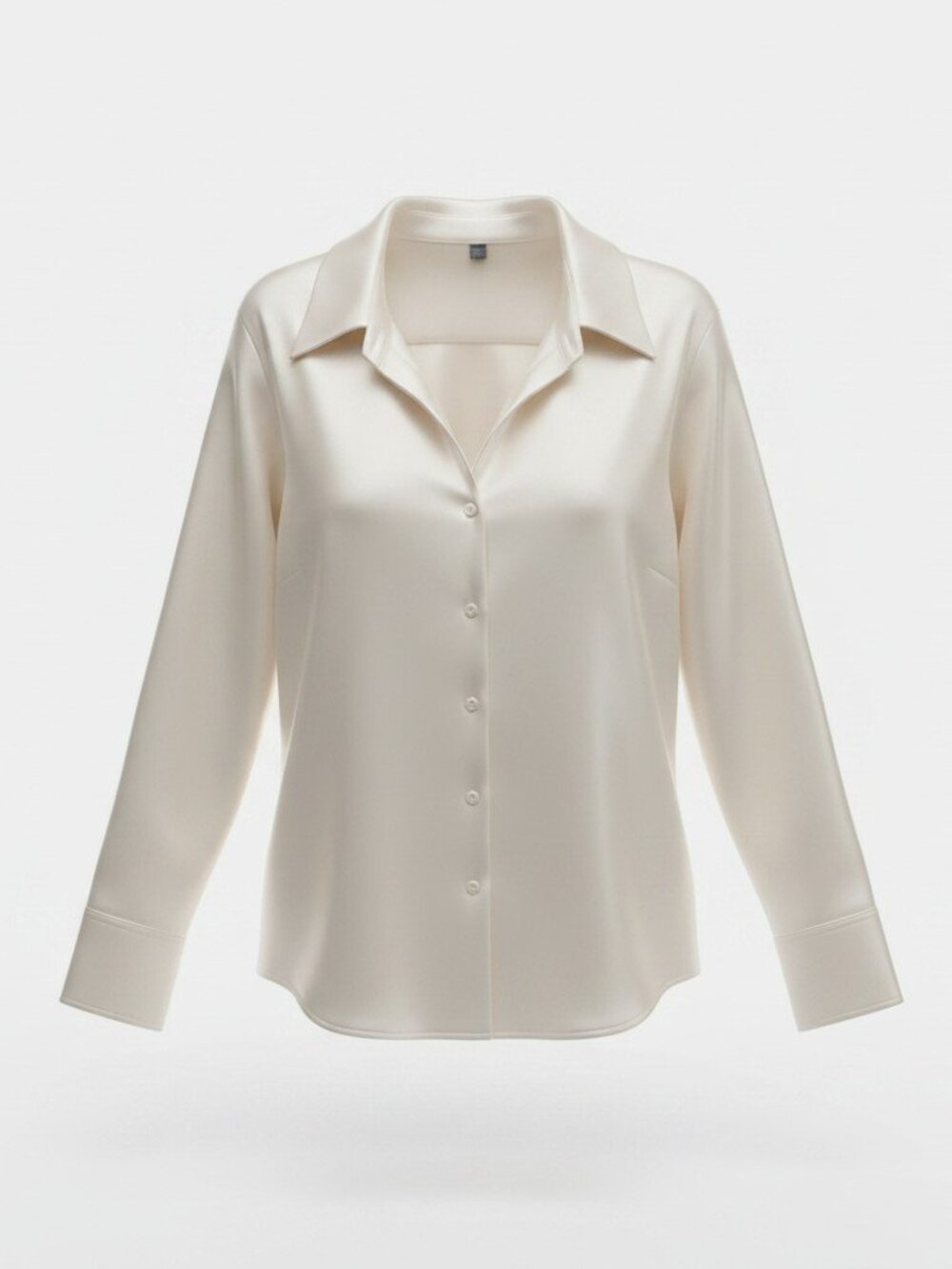 H&M Off-White Satin Long Sleeve Button-Up Blouse (Size Large)